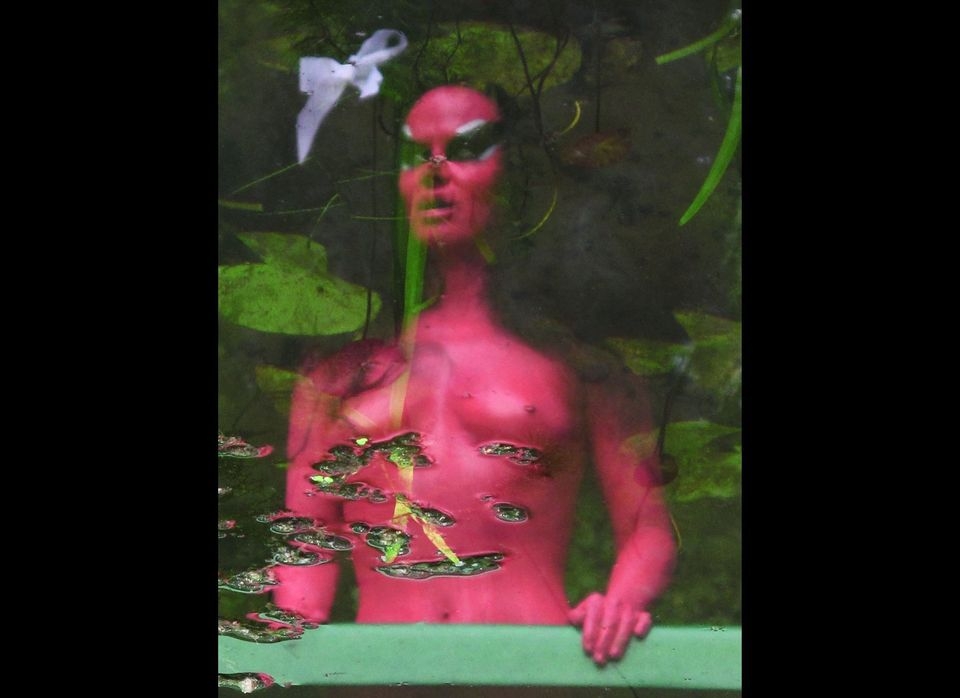 3/10 E.V. Day and Kembra Pfahler. &quot;Untitled 13,&quot; (2012). 32 x 24 inches. Archival c- print mounted on sintra with white float frame. Edition of three. Copyright the artists; courtesy of The Hole., &nbsp;