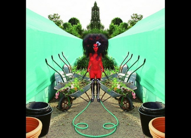 9/10 E.V. Day and Kembra Pfahler. &quot;Untitled 22,&quot; 2012. 50 x 50 inches. Archival c- print mounted on sintra with white float frame. Edition of three. Copyright the artists; courtesy of The Hole., &nbsp;